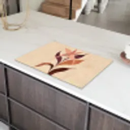 Minimalistisch - Bloem - Bladeren - Beige Inductie beschermer vinyl 3mm klein -sfeer8