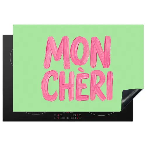 Mon cheri - Groen - Roze Inductie beschermer vinyl 3mm klein -3d