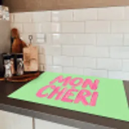 Mon cheri - Groen - Roze Inductie beschermer vinyl 3mm klein -sfeer3