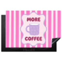 More coffee - Roze - Paars - Strepen - Mok Inductie beschermer vinyl 3mm klein -3d