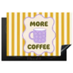 More coffee - Geel - Paars - Strepen - Mok Inductie beschermer vinyl 3mm klein -3d