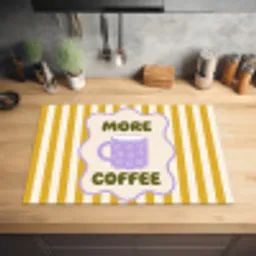 More coffee - Geel - Paars - Strepen - Mok Inductie beschermer vinyl 3mm klein -sfeer5