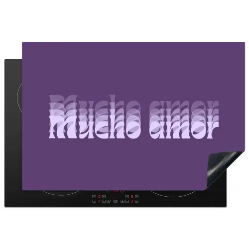 Mucho amor - Paars - Grafisch Inductie beschermer vinyl 3mm klein -3d