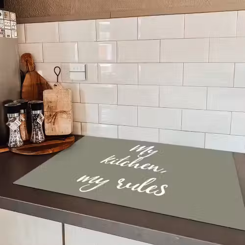 My kitchen, my rules - Spreuken - Quotes Inductie beschermer vinyl 3mm klein -sfeer3