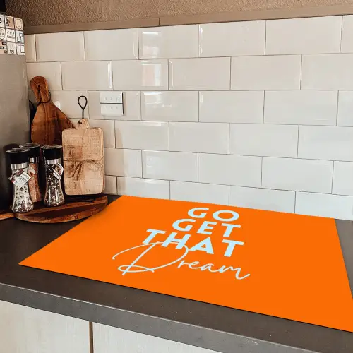 Oranje - Blauw - Go get that dream Inductie beschermer vinyl 3mm klein -sfeer3