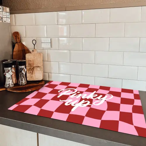 Pinky up - Geblokt - Bordeauxrood Inductie beschermer vinyl 3mm klein -sfeer3