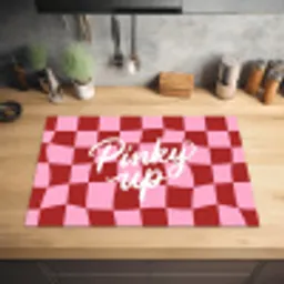 Pinky up - Geblokt - Bordeauxrood Inductie beschermer vinyl 3mm klein -sfeer5