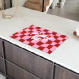 Pinky up - Geblokt - Bordeauxrood Inductie beschermer vinyl 3mm klein -sfeer8