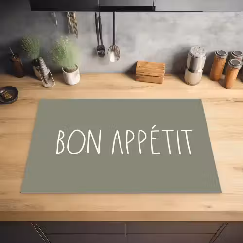 Spreuken - Bon appétit - Quotes - Eet smakelijk - Eten Inductie beschermer vinyl 3mm klein -sfeer5