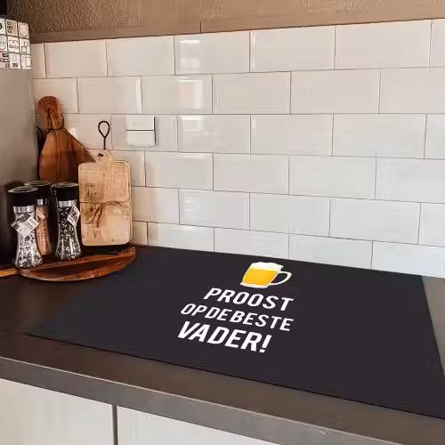 Spreuken - Proost op de beste vader - Quotes - Papa Inductie beschermer vinyl 3mm klein -sfeer3