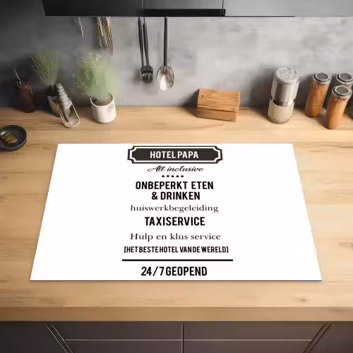 Spreuken - Hotel papa - Quotes - Vader Inductie beschermer vinyl 3mm klein -sfeer5