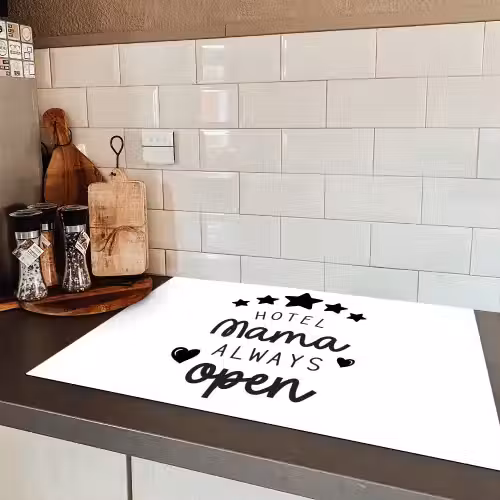 Spreuken - Hotel mama always open - Mama - Quotes Inductie beschermer vinyl 3mm klein -sfeer3