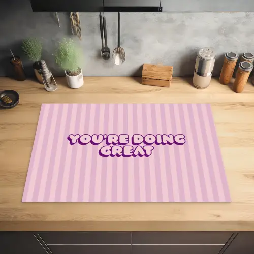 Paars - Strepen - You're doing great - Schaduw Inductie beschermer vinyl 3mm klein -sfeer5