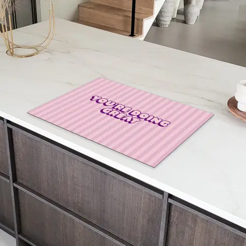 Paars - Strepen - You're doing great - Schaduw Inductie beschermer vinyl 3mm klein -sfeer8