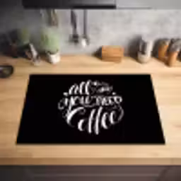 Quote - All you need is caffee - Zwart Inductie beschermer vinyl 3mm klein -sfeer5