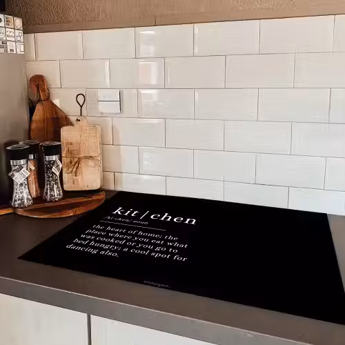 Quote - Zwart - Definitie keuken Inductie beschermer vinyl 3mm klein -sfeer3