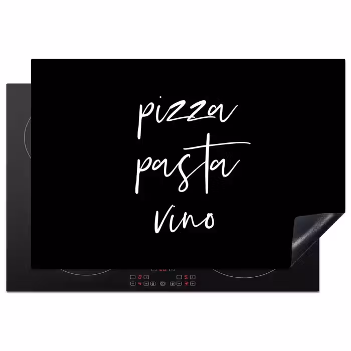 Quote - Pizza pasta vino - Zwart Inductie beschermer vinyl 3mm klein -3d