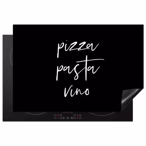 Quote - Pizza pasta vino - Zwart Inductie beschermer vinyl 3mm klein -3d