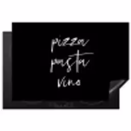 Quote - Pizza pasta vino - Zwart Inductie beschermer vinyl 3mm klein -3d