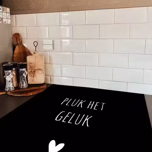 Quote - Spreuken - Pluk het geluk Inductie beschermer vinyl 3mm middel -sfeer3