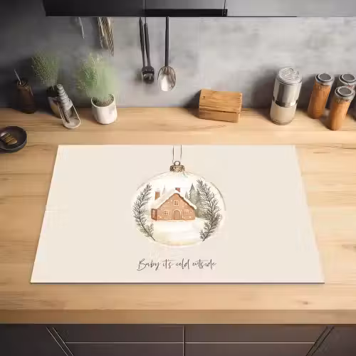 Quote - Winter - Kerst - Beige - Kerstbal Inductie beschermer vinyl 3mm klein -sfeer5