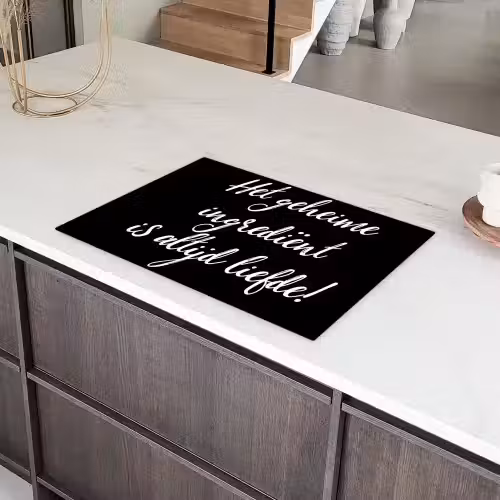 Quotes - Koken - Het geheime ingrediënt is altijd liefde! - Spreuken - Liefde Inductie beschermer vinyl 3mm klein -sfeer8