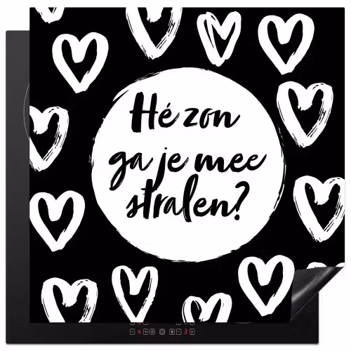 Quotes - Hé zon, ga je mee stralen? - Tekst - Zon - Zomer Inductie beschermer vinyl 3mm middel -3d