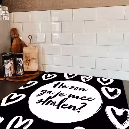 Quotes - Hé zon, ga je mee stralen? - Tekst - Zon - Zomer Inductie beschermer vinyl 3mm middel -sfeer3