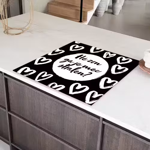 Quotes - Hé zon, ga je mee stralen? - Tekst - Zon - Zomer Inductie beschermer vinyl 3mm middel -sfeer8