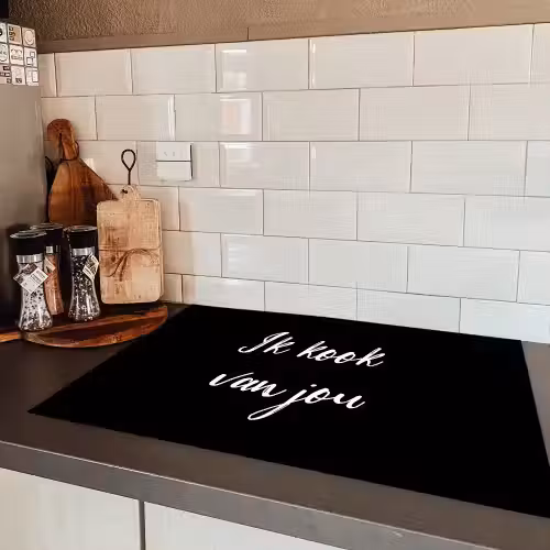 Quotes - Spreuken - Ik kook van jou - Liefde - Partner Inductie beschermer vinyl 3mm klein -sfeer3