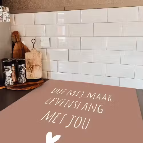 Quotes - Spreuken - Doe mij maar levenslang met jou Inductie beschermer vinyl 3mm middel -sfeer3
