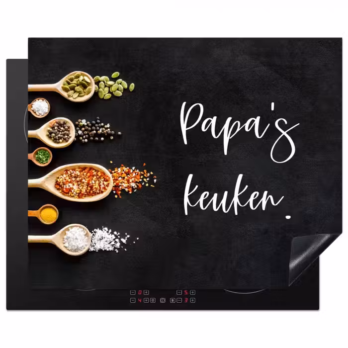 Quotes - Spreuken - Keuken - Papa's keuken - Papa Inductie beschermer vinyl 3mm groot -3d