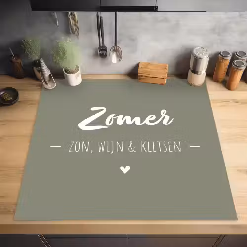 Quotes - Zomer, zon, wijn & kletsen - Tekst - Zomer Inductie beschermer vinyl 3mm middel -sfeer5