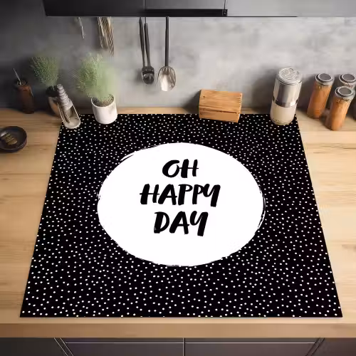 Quotes - Tekst - Oh happy day - Geluk Inductie beschermer vinyl 3mm middel -sfeer5