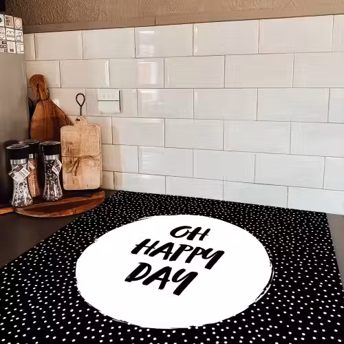 Quotes - Tekst - Oh happy day - Geluk Inductie beschermer vinyl 3mm middel -sfeer3