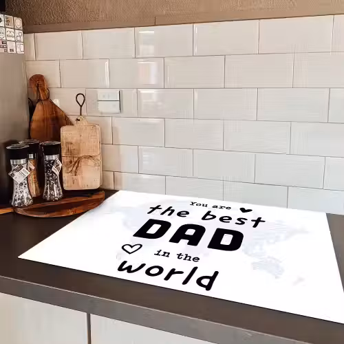Quotes - The best dad in the world - Spreuken - Papa Inductie beschermer vinyl 3mm klein -sfeer3