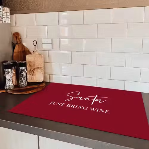 Santa - Wine - Rood - Kerst - Kerstman Inductie beschermer vinyl 3mm klein -sfeer3