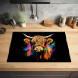 Schotse Hooglander - Graffiti - Kleurrijk - Bloem - Dieren Inductie beschermer vinyl 3mm klein -sfeer5