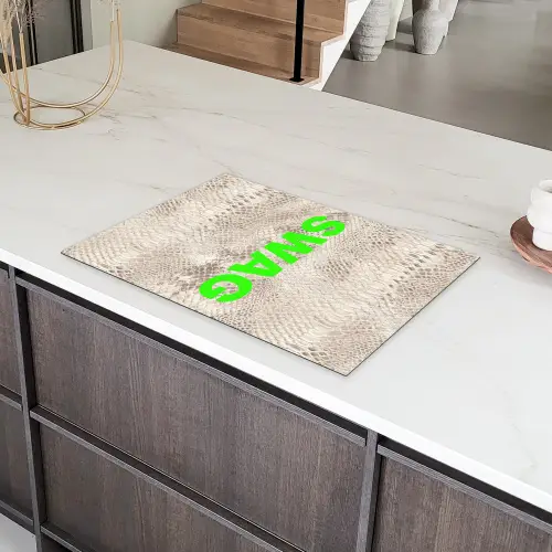 Slangenprint - SWAG - Neon - Groen Inductie beschermer vinyl 3mm klein -sfeer8