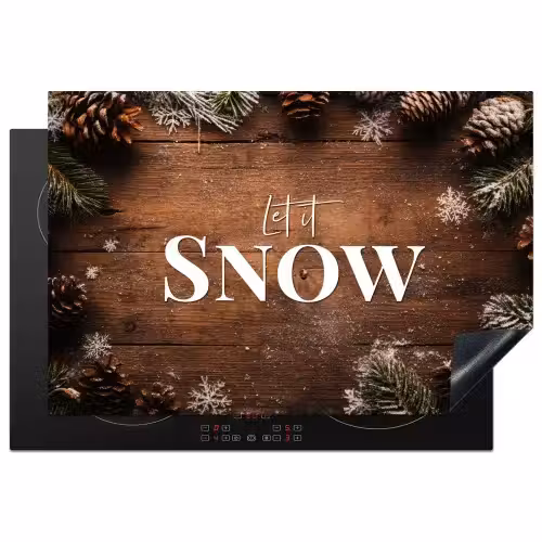 Sneeuw - Houtlook - Quote - Let it snow Inductie beschermer vinyl 3mm klein -3d