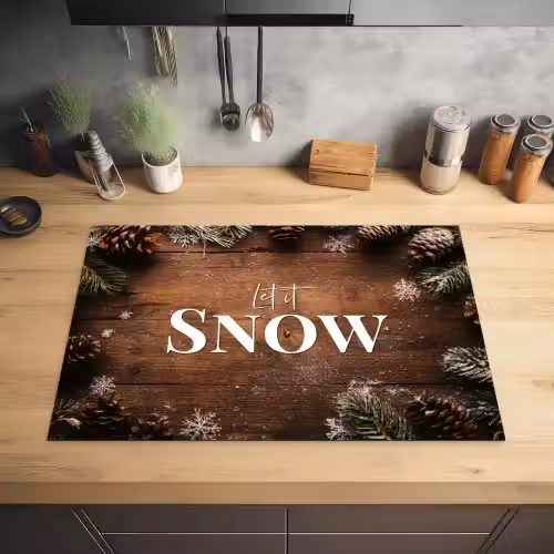 Sneeuw - Houtlook - Quote - Let it snow Inductie beschermer vinyl 3mm klein -sfeer5