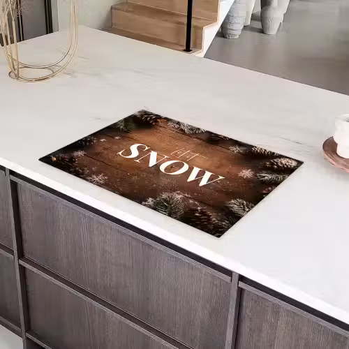 Sneeuw - Houtlook - Quote - Let it snow Inductie beschermer vinyl 3mm klein -sfeer8