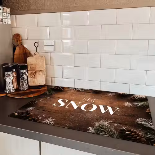 Sneeuw - Houtlook - Quote - Let it snow Inductie beschermer vinyl 3mm klein -sfeer3