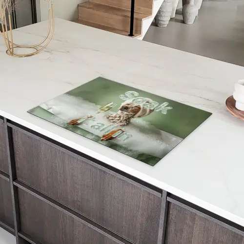 Soak it all in - Hond - Bad Inductie beschermer vinyl 3mm klein -sfeer8