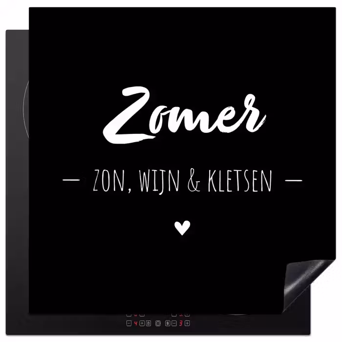Zomer, zon, wijn & kletsen - Tekst - Zomer - Wijn - Quotes Inductie beschermer vinyl 3mm middel -3d