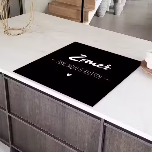 Zomer, zon, wijn & kletsen - Tekst - Zomer - Wijn - Quotes Inductie beschermer vinyl 3mm middel -sfeer8