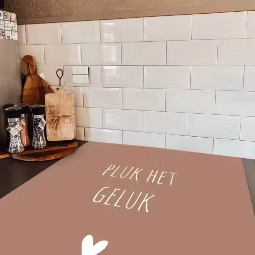 Pluk het geluk - Spreuken - Quotes Inductie beschermer vinyl 3mm middel -sfeer3