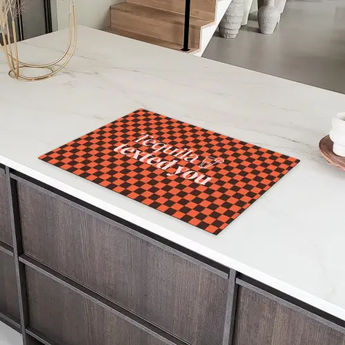 Tequila texted you - Glas - Vierkanten - Oranje Inductie beschermer vinyl 3mm klein -sfeer8