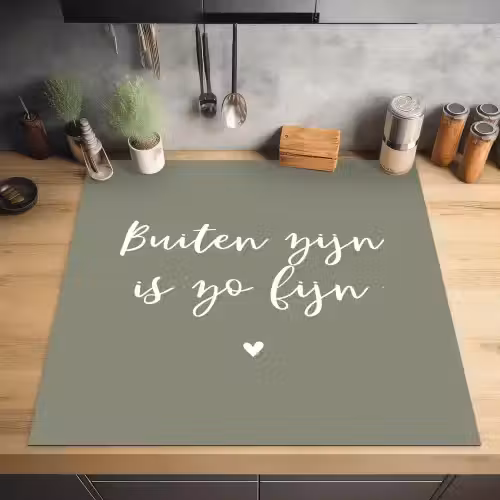 Tekst - Buiten zijn is zo fijn - Zomer - Spreuken Inductie beschermer vinyl 3mm middel -sfeer5