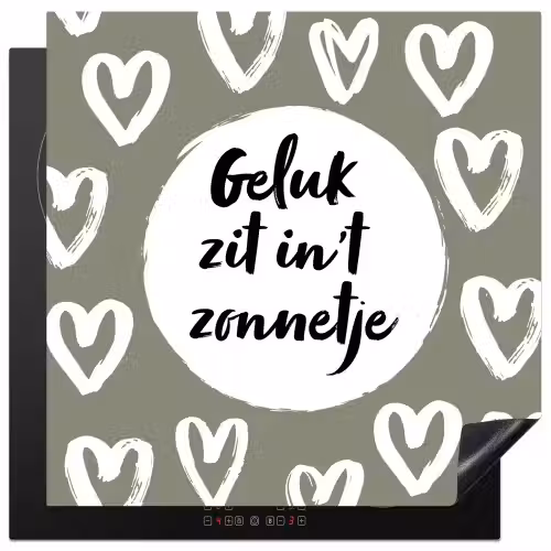 Tekst - geluk zit in 't zonnetje - Quotes - Geluk - Zon Inductie beschermer vinyl 3mm middel -3d
